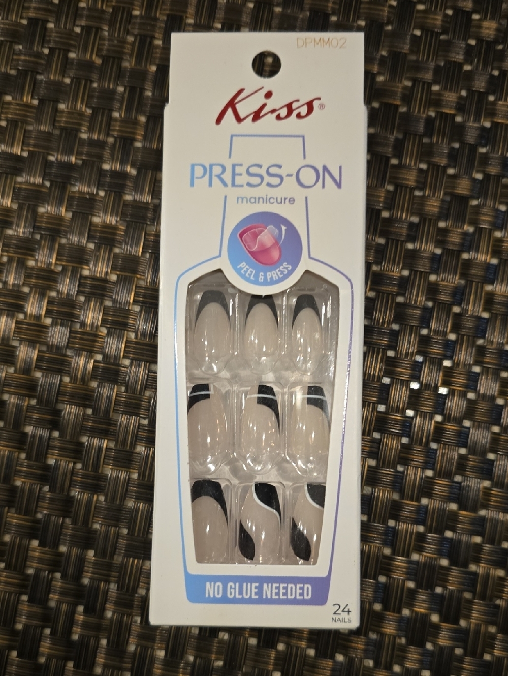 Kiss Press-On Manicure Nude Nails with Black Accent - 24 Pack